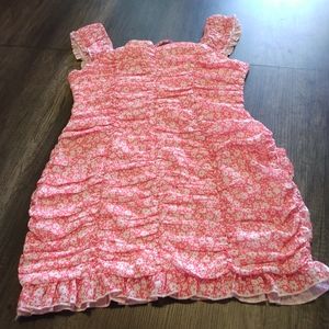 Coral colored ruched dress size L from The Vintage Shop.